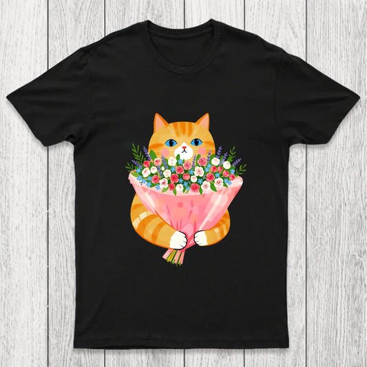 Cozy Cat Offering A Bouquet Chicluma T-Shirt