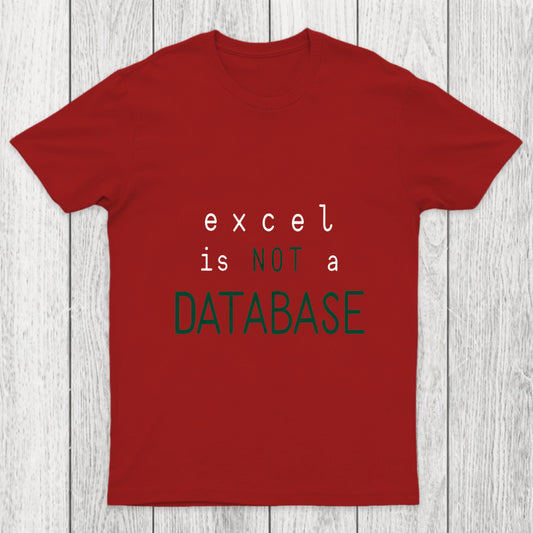 Excel Is Not A Database Chicluma T Shirt