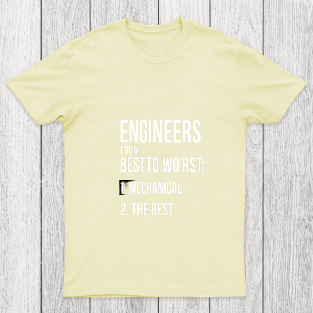 Engineers From Best To Worst Mechanical Engineering Chicluma T Shirt