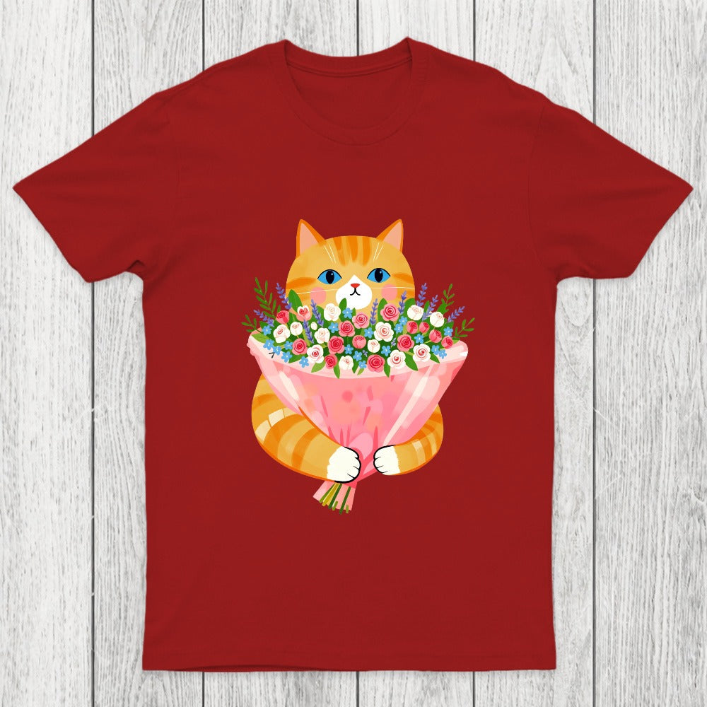 Cozy Cat Offering A Bouquet Chicluma T-Shirt