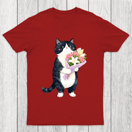 Sweet Cat Delivers Flowers Chicluma T-Shirt
