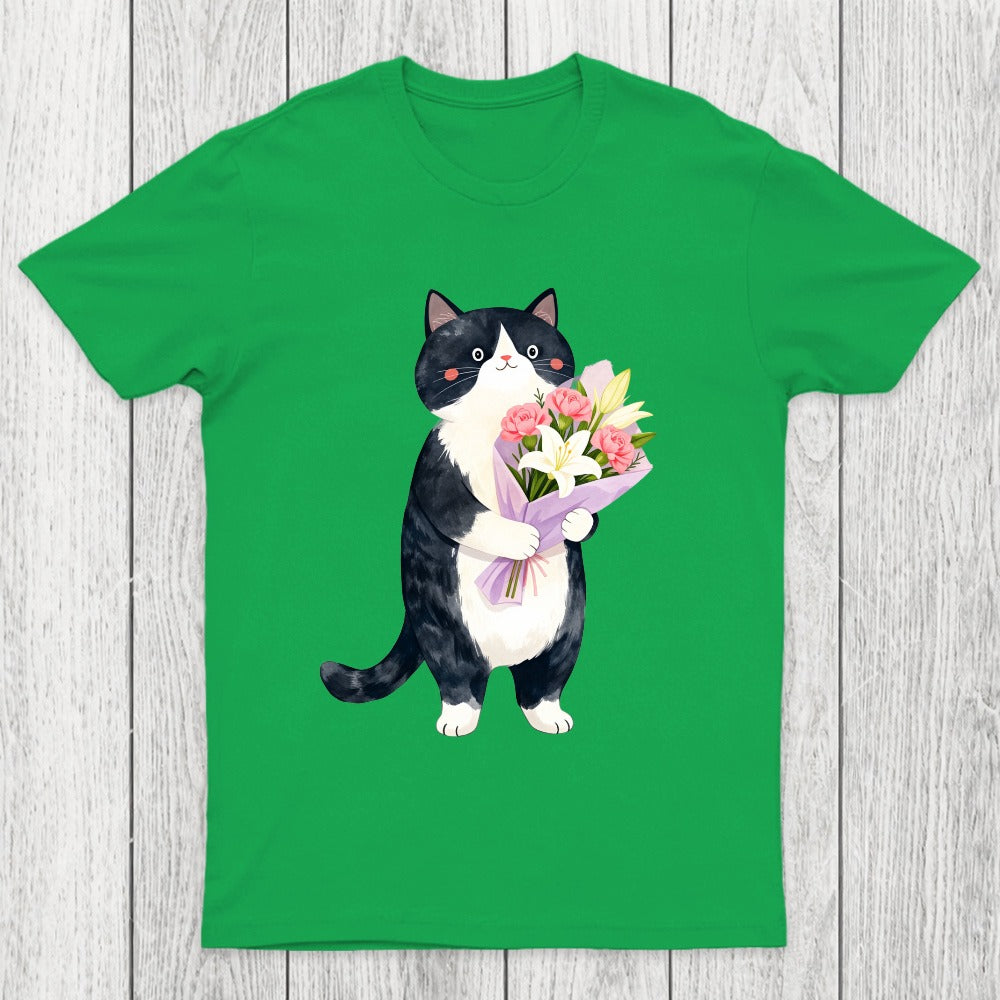 Sweet Cat Delivers Flowers Chicluma T-Shirt